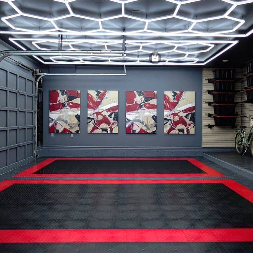 NXTBEAM Hexagon LED Garage Lights - empty double garage FlexSpec
