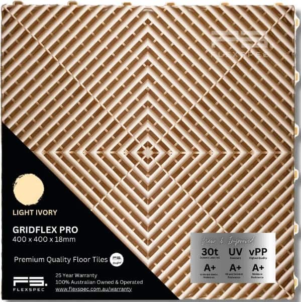 Gridflex Pro floor tile (Light Ivory) Flexspec pic 1
