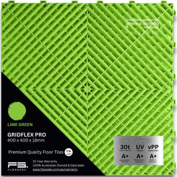 Gridflex Pro floor tile (Lime Green) Flexspec pic 1