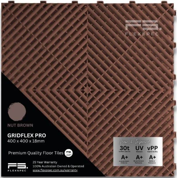 Gridflex Pro floor tile (Nut Brown) Flexspec pic 1