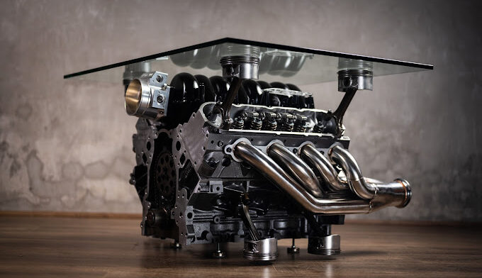V8 Beast Mode Coffee Table - Grimm Industries automotive themed furniture