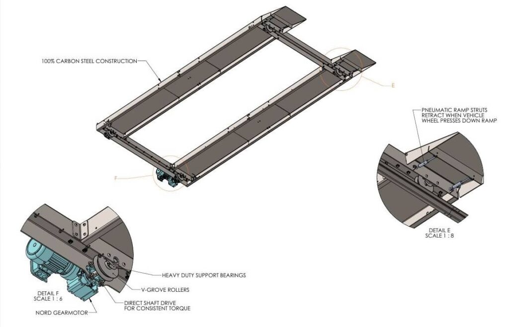 Car Parking Slider Platform underside detail
