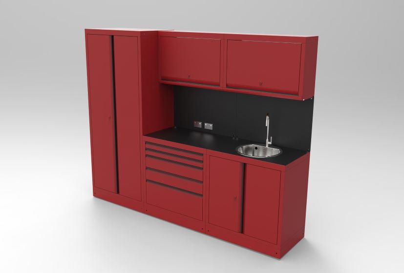 Micron Garage Cabinetry - Red with Black unit