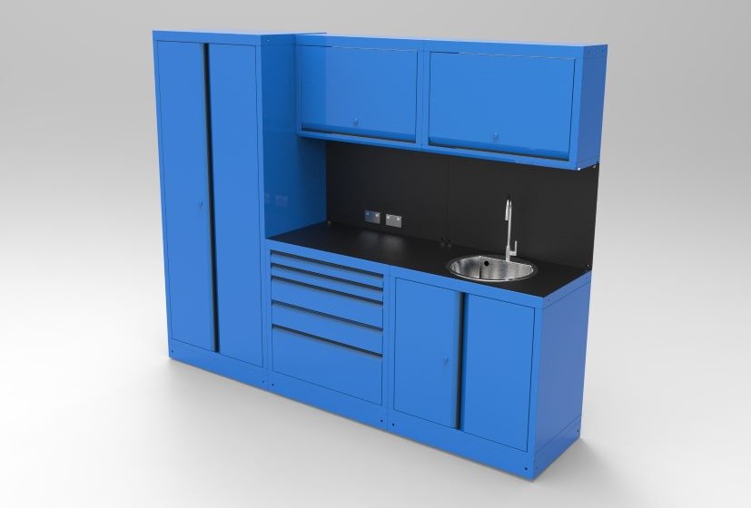 Micron Garage Cabinetry - Blue with Black unit