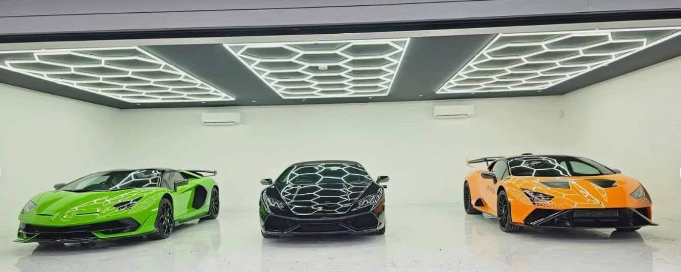 NXTBEAM Hexagon LED Garage Lights - 3 Lambos