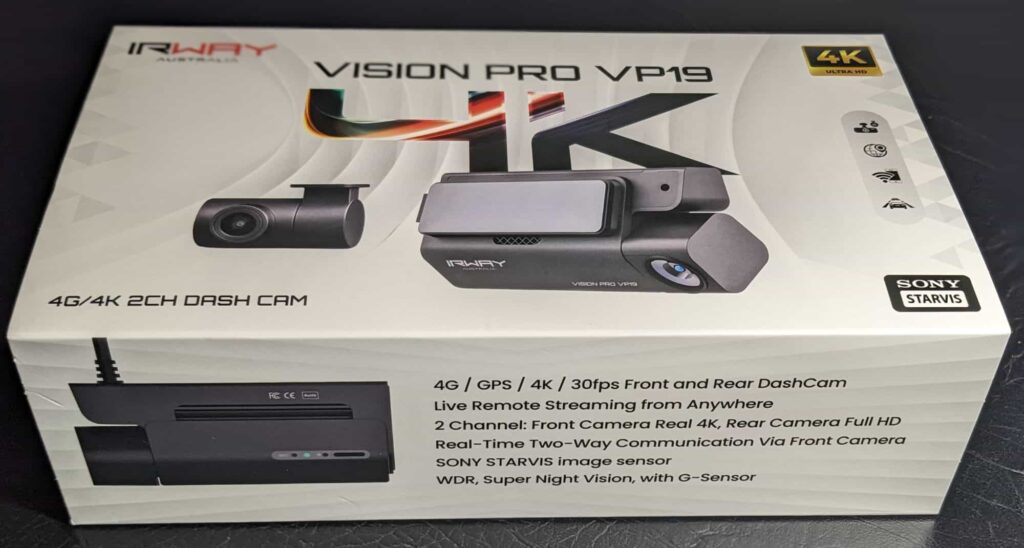 IRWAY Vision Pro dashcam packaged