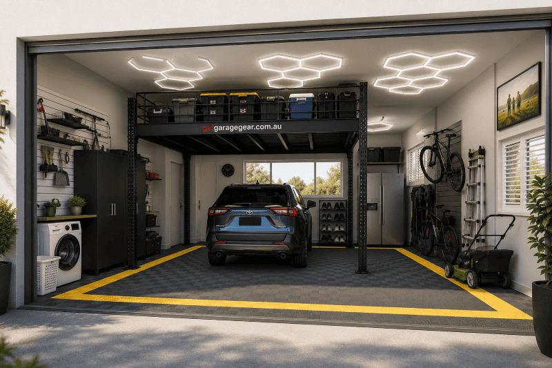 Over-Car Mezzanine Storage Platform - Tidy Garage for the Everyday Homeowner