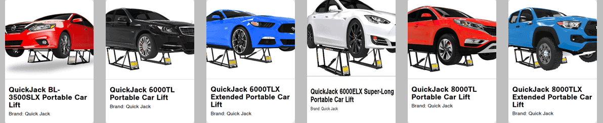 QuickJack Models Range Selection (updated 060926)