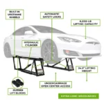 Quickjack-6000elx-portable car lift with-tags-showing-features