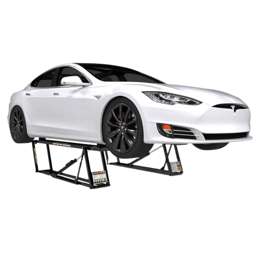 White-Tesla-on-Quickjack-6000elx_portable car lift